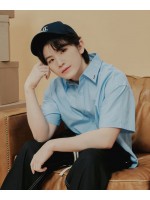 韓國Romantic Crown - [WOOZI Collection] RECENT LOGO HALF SHIRT_SKY BLUE